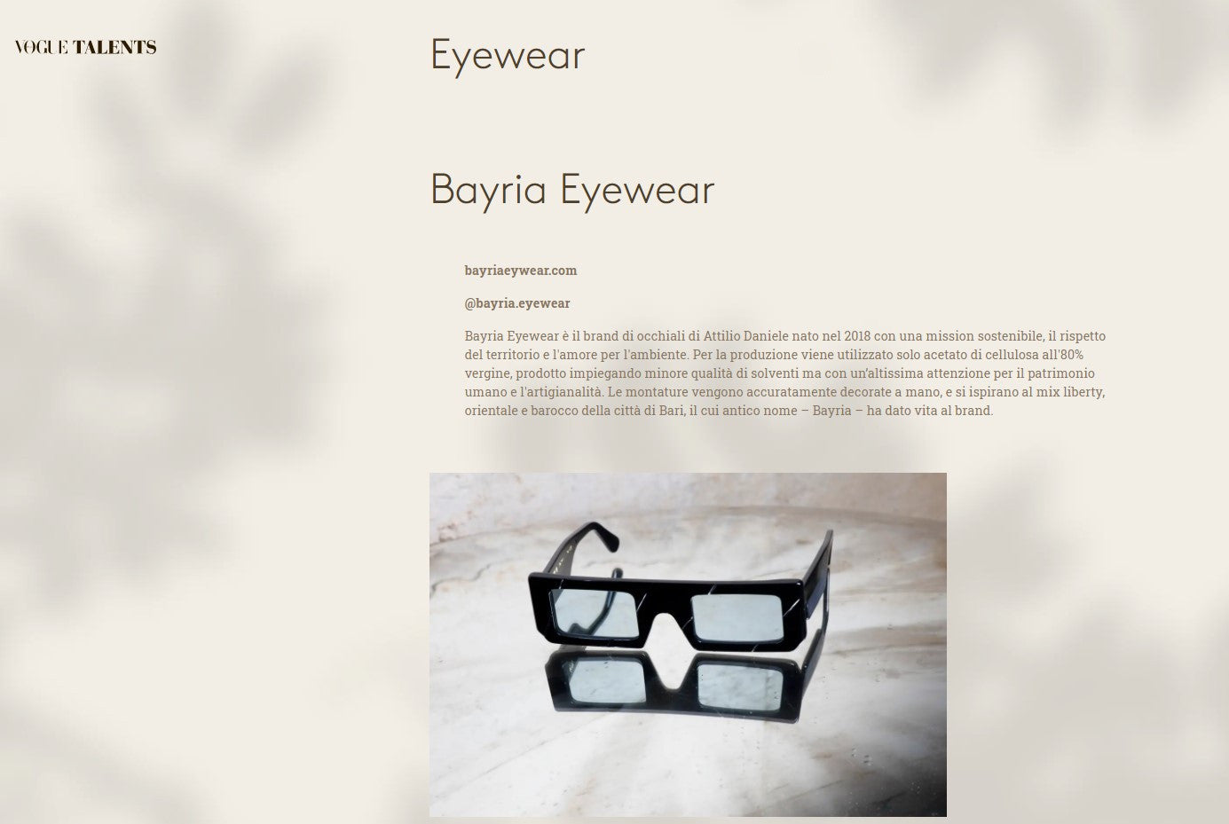 Vogue Talents: Bayria Eyewear